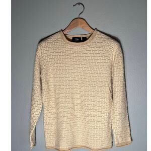 Vintage Liz Claiborne Crazy Horse Sweater Sz S Knit Cream Oat Roll Neck Collar